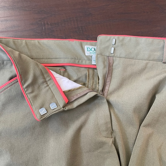 Dover Saddlery Women's Wellesley Breech Olive Coral Riding Pants Sz 36 NWOT - Picture 5 of 13